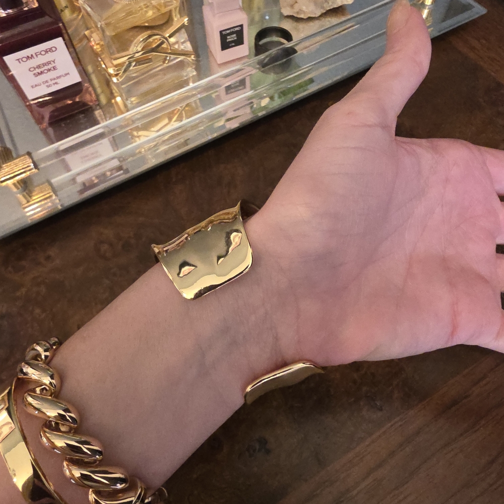 Alexis Bittar Gold Crystal X Cuff Bracelet - Picture 6 of 9